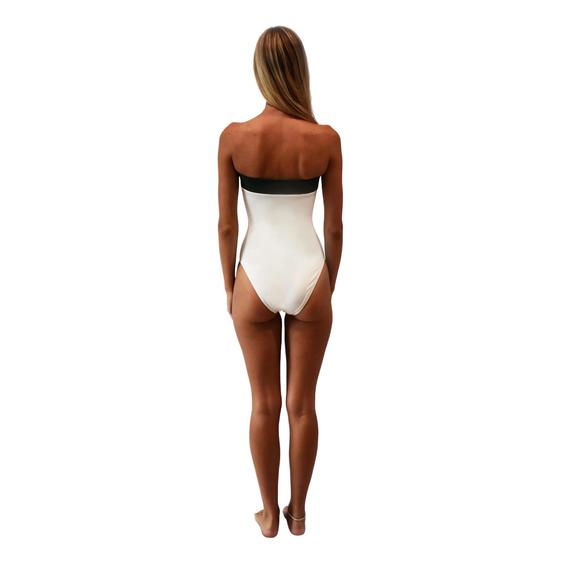 NEW OLIVE SURF the erin one piece swimsuit in dirty martini/steamed milk - Picture 3 of 3